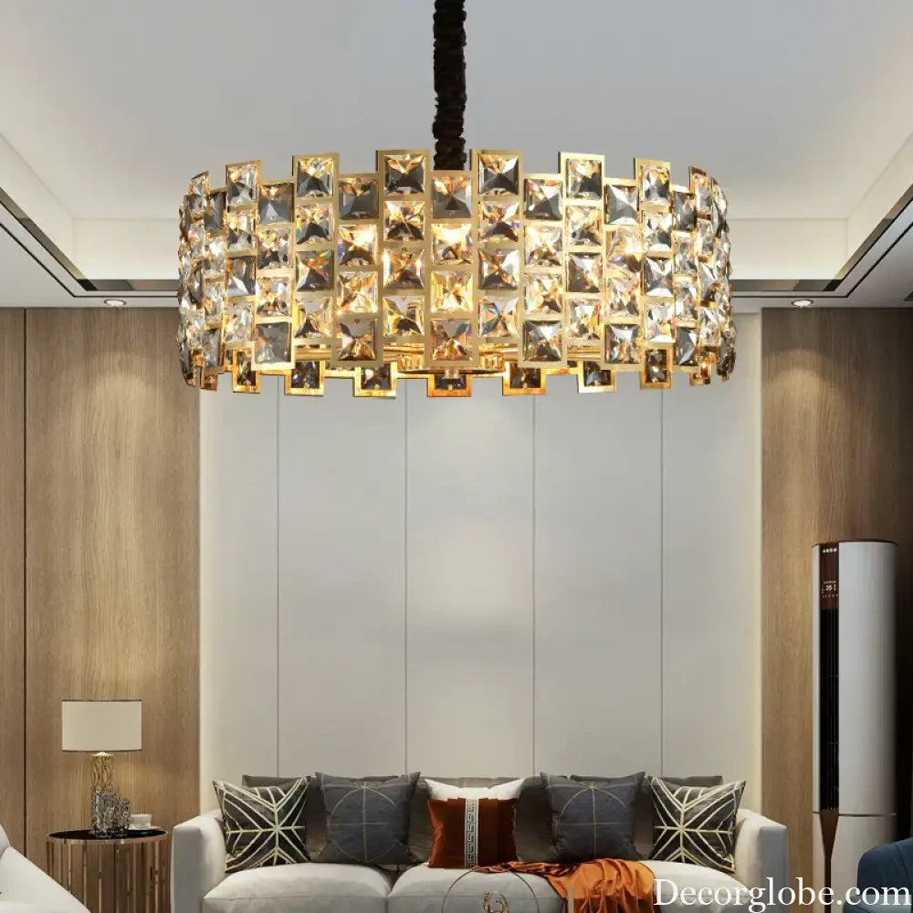 Nordic Golden Modern LED Ceiling chandelier Dining Room Decoration Lamp Square, Round Crystal Lamp - DecorGlobe