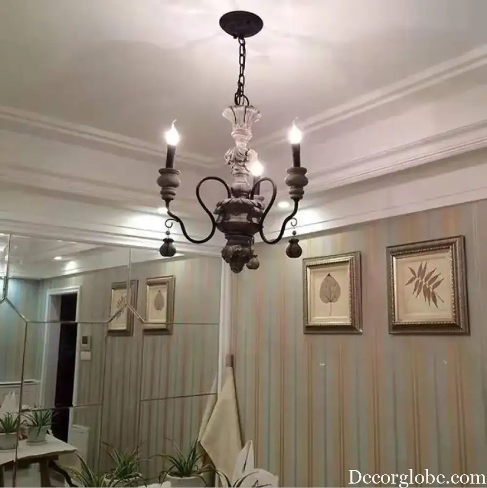 Nordic Retro Wood Look Chandelier Light for Living Room and Restaurant Chandelier