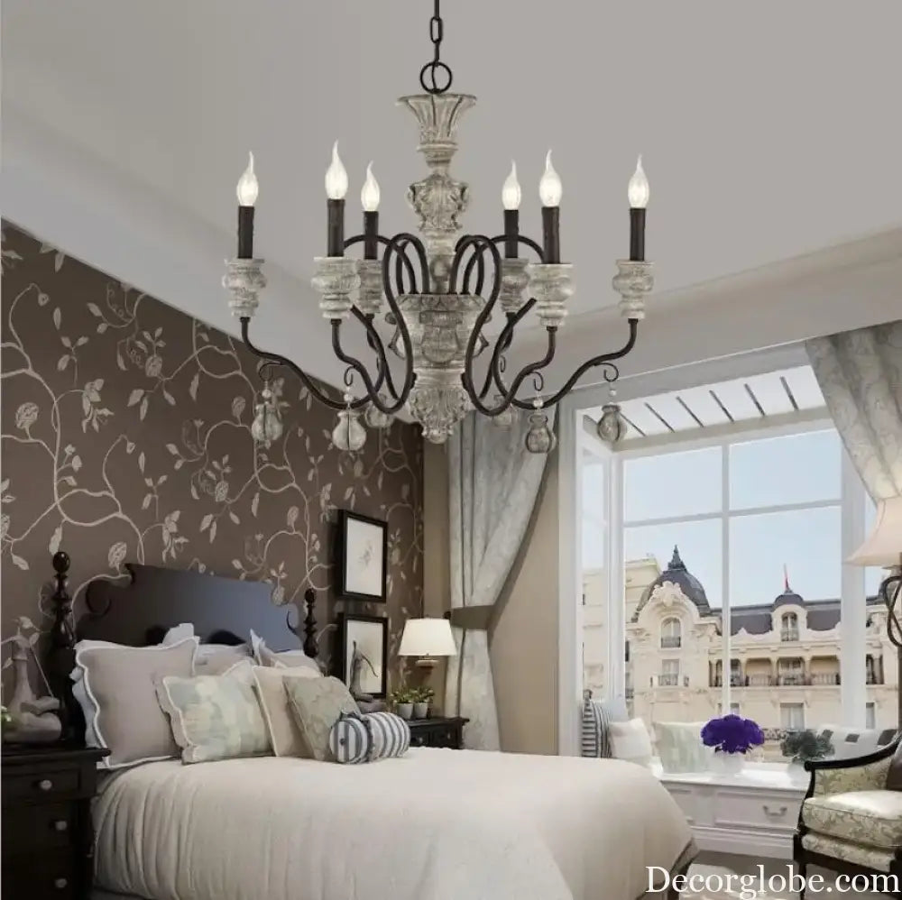 Nordic Retro Wood Look Chandelier Light for Living Room and Restaurant Chandelier
