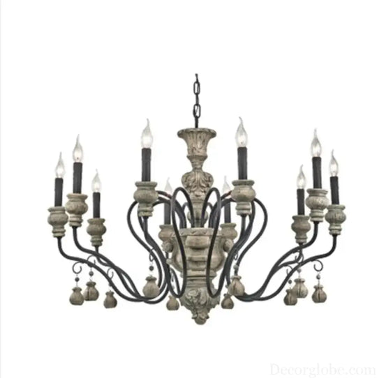 Nordic Retro Wood Look Chandelier Light for Living Room and Restaurant Chandelier