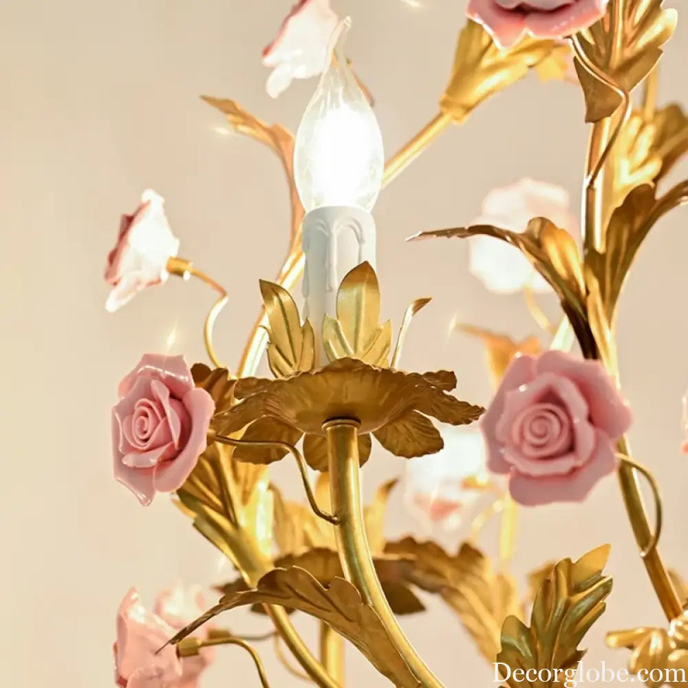 Elegant Nordic Rose Copper Chandelier - LED Illumination for Luxury Living - DecorGlobe