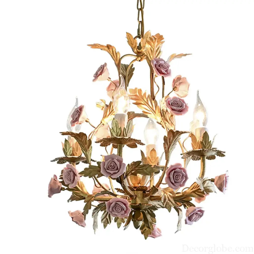 Elegant Nordic Rose Copper Chandelier - LED Illumination for Luxury Living - DecorGlobe