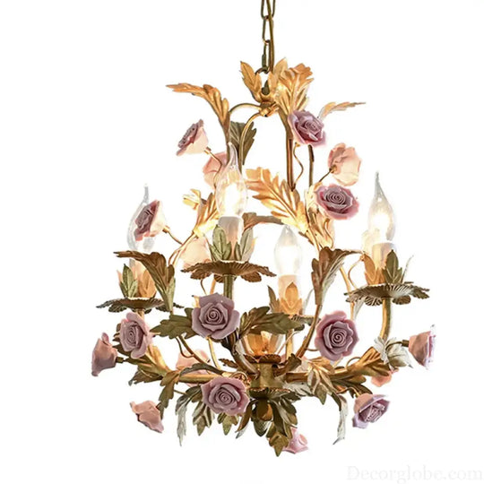 Elegant Nordic Rose Copper Chandelier - LED Illumination for Luxury Living - DecorGlobe