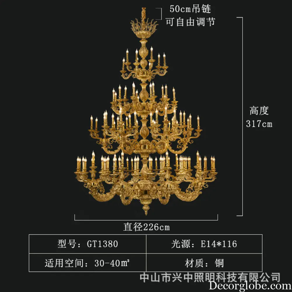 Nova French Copper Crystal Grand Duplex Chandelier Chandelier (diameter 226cm, height 317cm) Chandelier