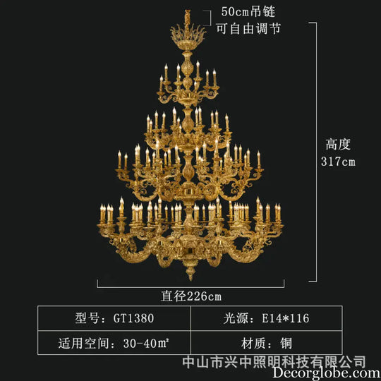 Nova French Copper Crystal Grand Duplex Chandelier Chandelier (diameter 226cm, height 317cm) Chandelier