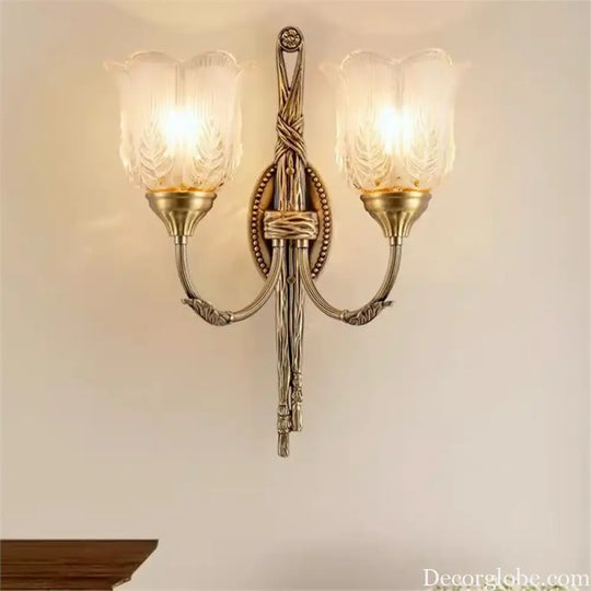 French Retro Wall Lamp European American Style Luxury Bedside Light for Living Room Bedroom Background Wall
