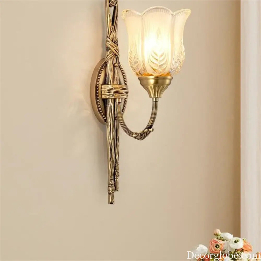 French Retro Wall Lamp European American Style Luxury Bedside Light for Living Room Bedroom Background Wall