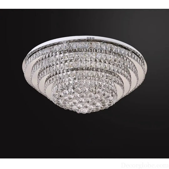 LED Modern Luxury Crystal Ceiling Lights Luxurious Chrome Mirror Stainless Steel Ceiling Mounted Lamps for Living Room