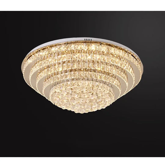 LED Modern Luxury Crystal Ceiling Lights Luxurious Chrome Mirror Stainless Steel Ceiling Mounted Lamps for Living Room