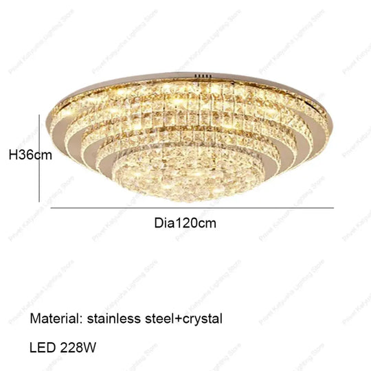 LED Modern Luxury Crystal Ceiling Lights Luxurious Chrome Mirror Stainless Steel Ceiling Mounted Lamps for Living Room