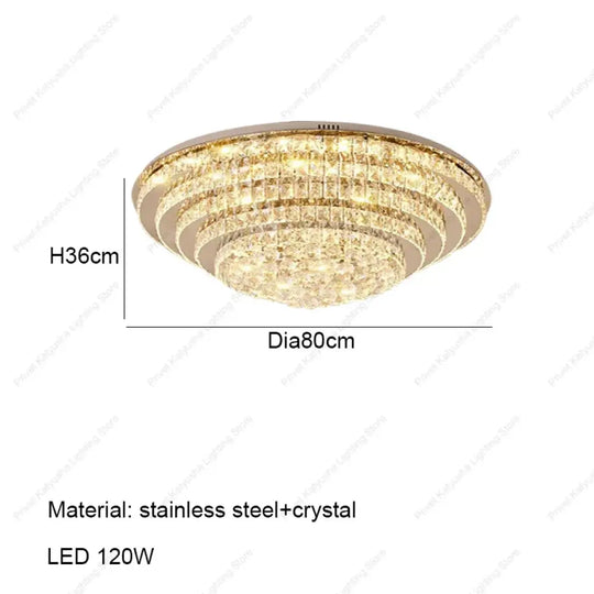 LED Modern Luxury Crystal Ceiling Lights Luxurious Chrome Mirror Stainless Steel Ceiling Mounted Lamps for Living Room