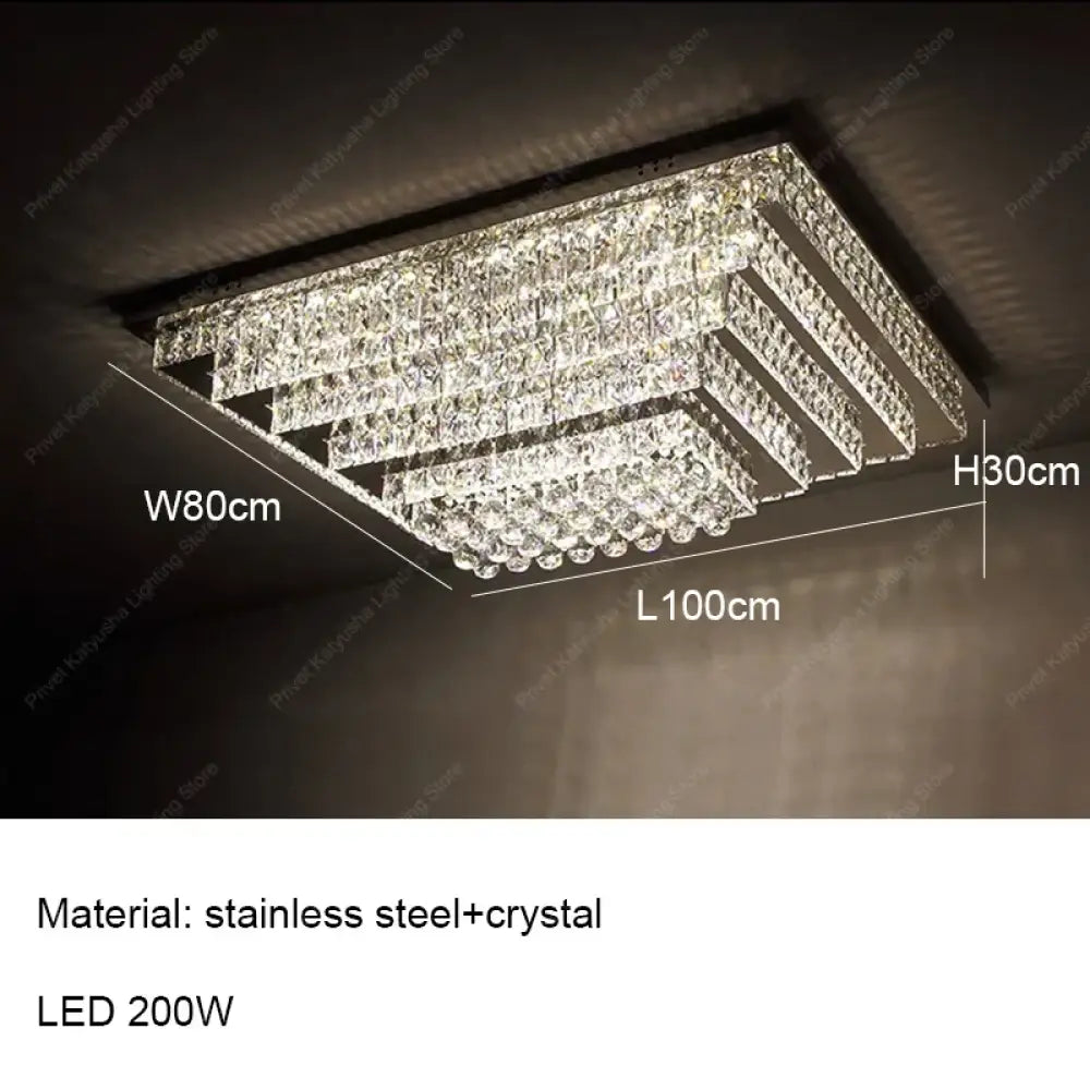 LED Modern Luxury Crystal Ceiling Lights Luxurious Chrome Mirror Stainless Steel Ceiling Mounted Lamps for Living Room