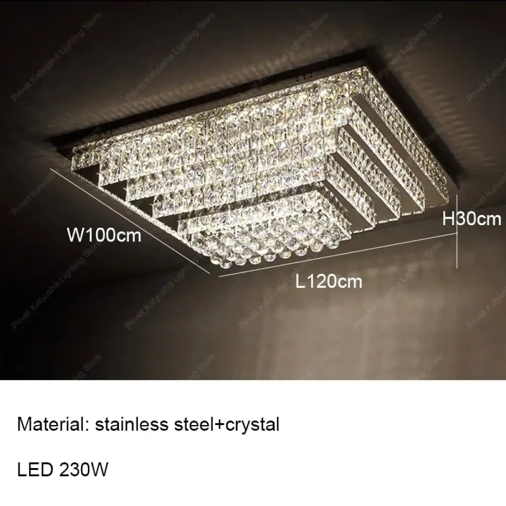 LED Modern Luxury Crystal Ceiling Lights Luxurious Chrome Mirror Stainless Steel Ceiling Mounted Lamps for Living Room