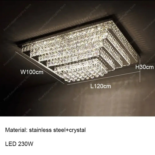 LED Modern Luxury Crystal Ceiling Lights Luxurious Chrome Mirror Stainless Steel Ceiling Mounted Lamps for Living Room
