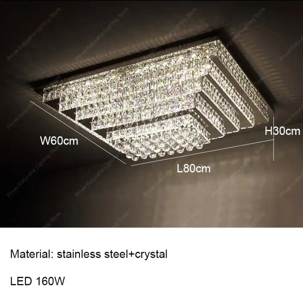 LED Modern Luxury Crystal Ceiling Lights Luxurious Chrome Mirror Stainless Steel Ceiling Mounted Lamps for Living Room
