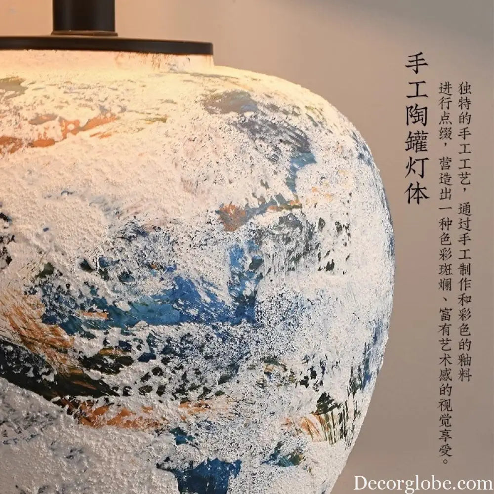 Wabi-Sabi Style Table Lamp Ceramic Pot Ornaments Antique Style Decoration Japanese Style Living Room Bedroom Hotel