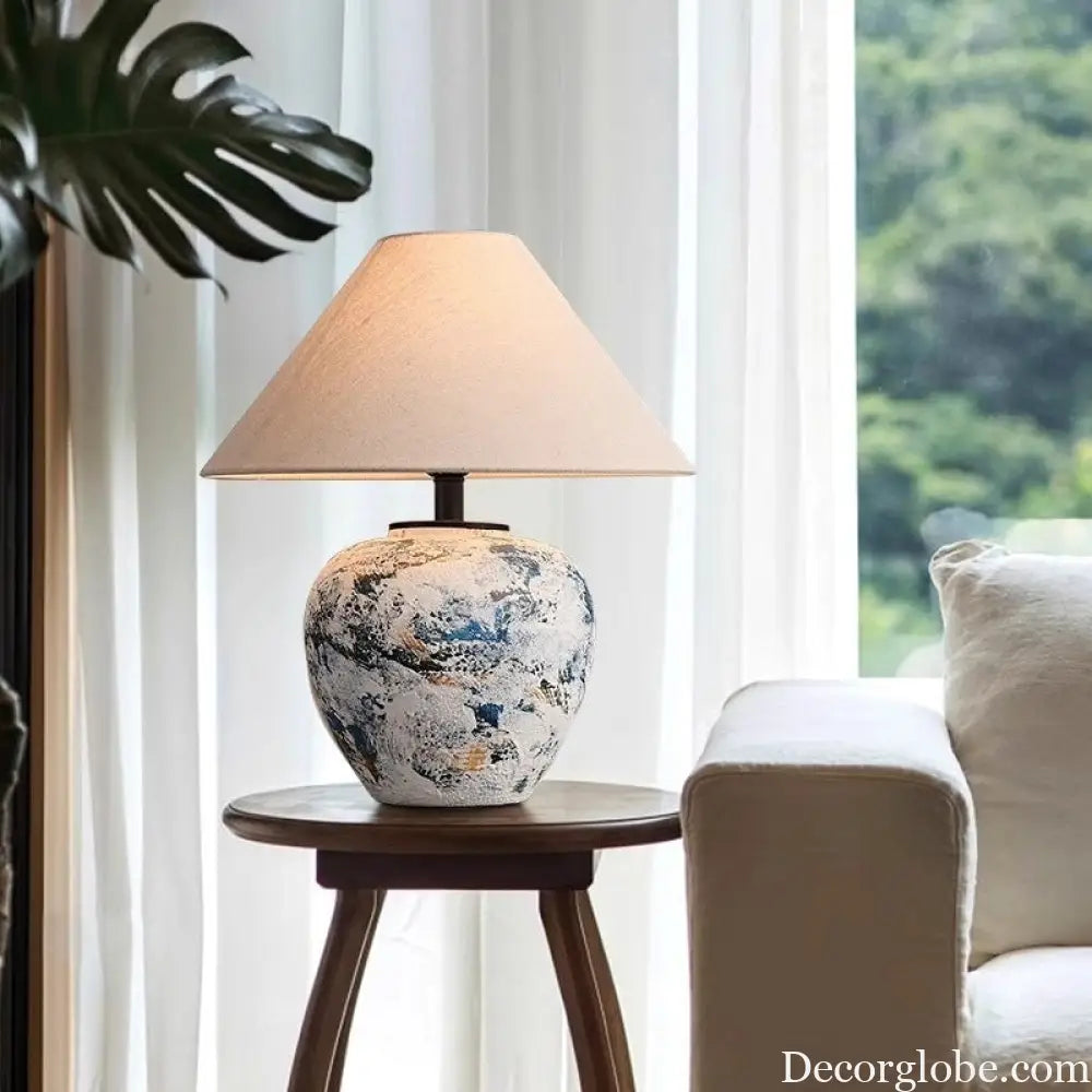 Wabi-Sabi Style Table Lamp Ceramic Pot Ornaments Antique Style Decoration Japanese Style Living Room Bedroom Hotel