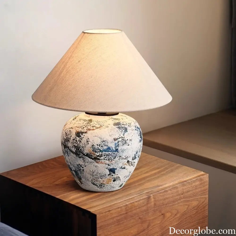 Wabi-Sabi Style Table Lamp Ceramic Pot Ornaments Antique Style Decoration Japanese Style Living Room Bedroom Hotel