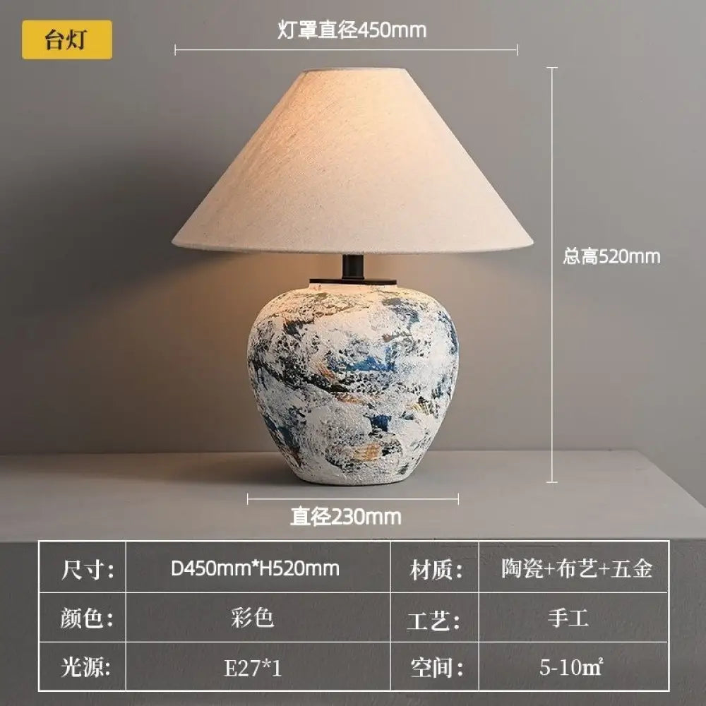 Wabi-Sabi Style Table Lamp Ceramic Pot Ornaments Antique Style Decoration Japanese Style Living Room Bedroom Hotel