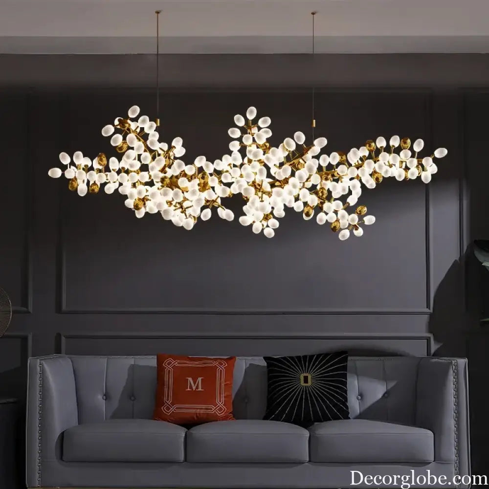 Designer Oval Glass Grape Chandelier for Living Room Decor