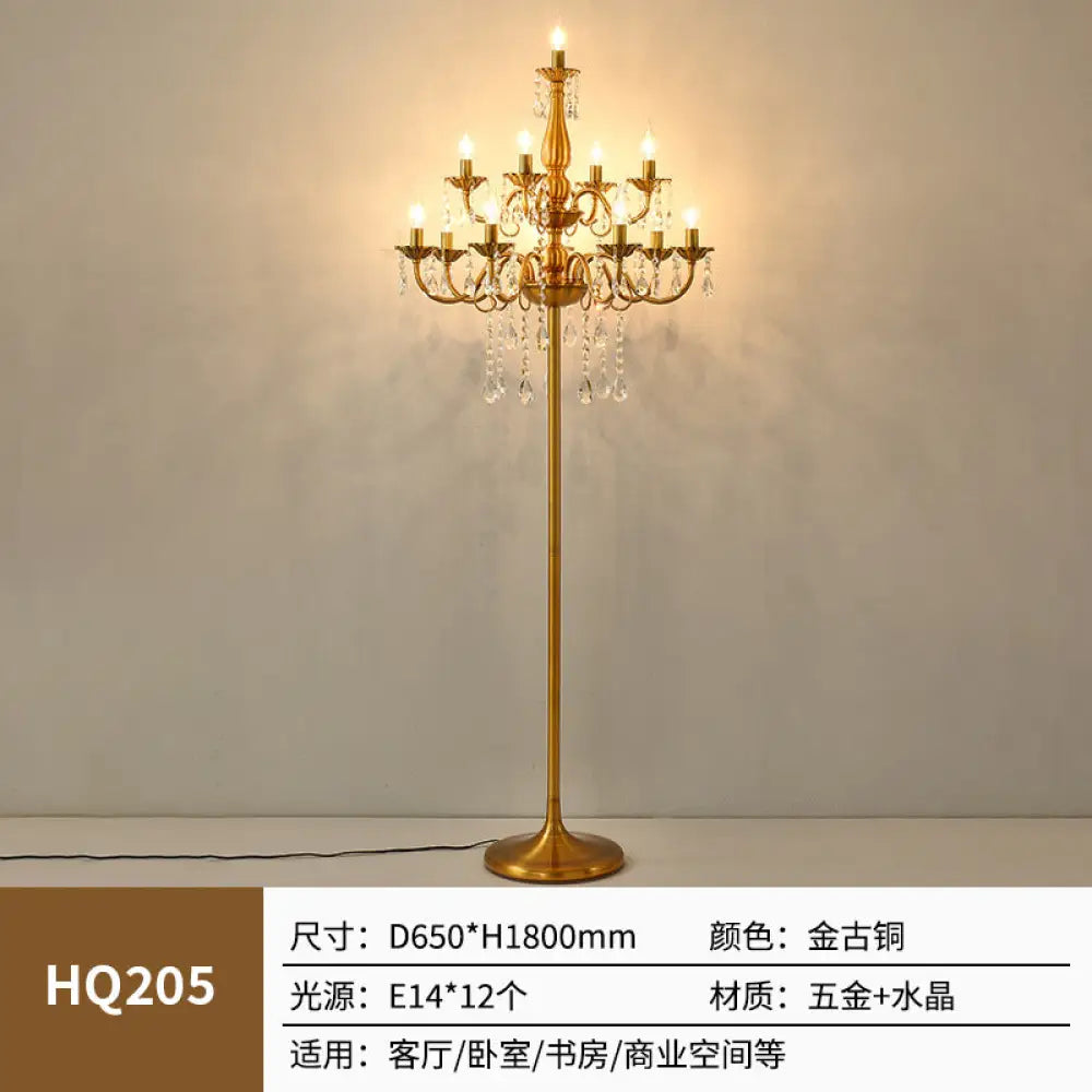 European-style villa living room crystal lamp dining room floor lamp wedding banquet hall props decorative iron candle