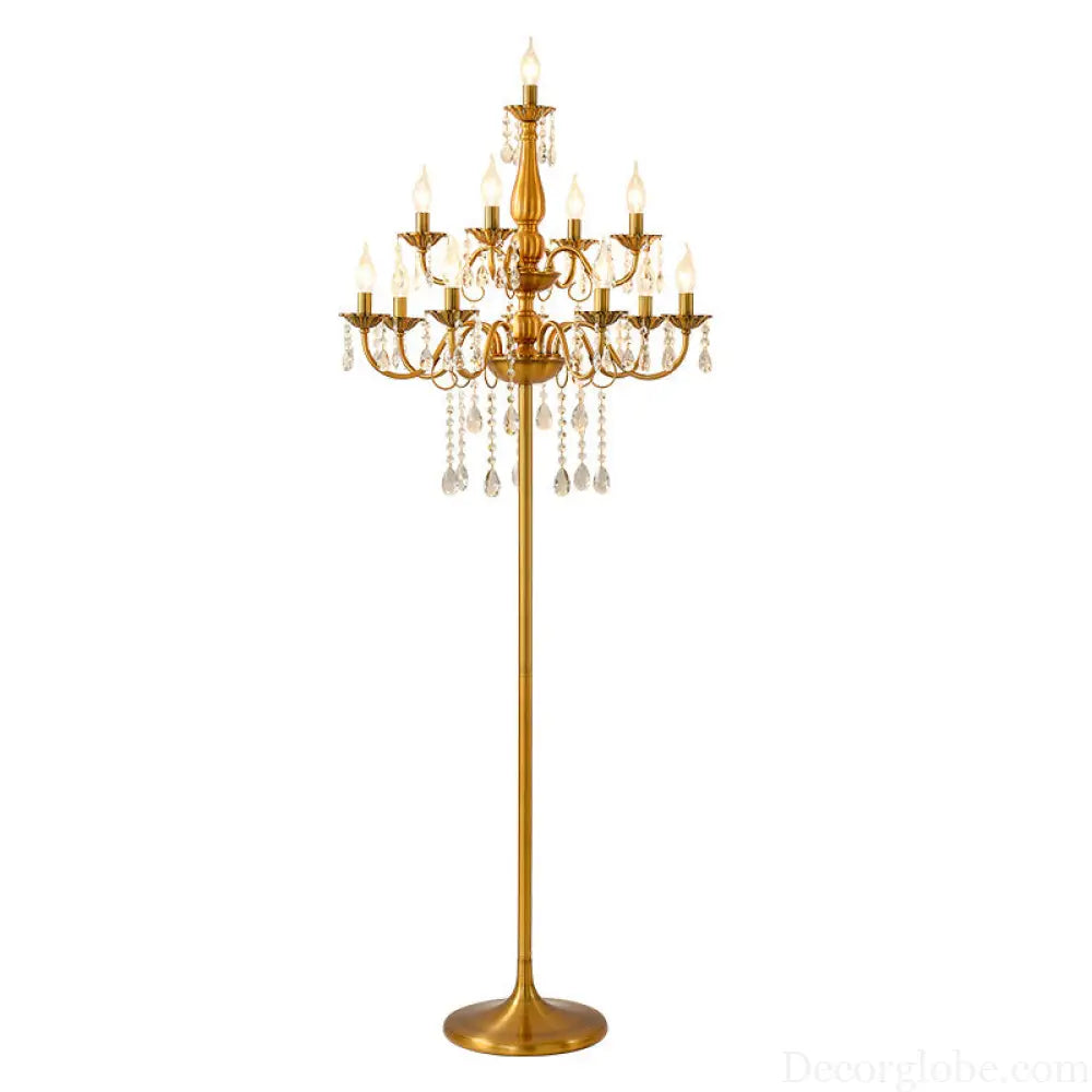European-style villa living room crystal lamp dining room floor lamp wedding banquet hall props decorative iron candle
