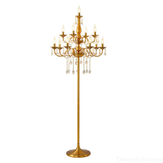 European-style villa living room crystal lamp dining room floor lamp wedding banquet hall props decorative iron candle