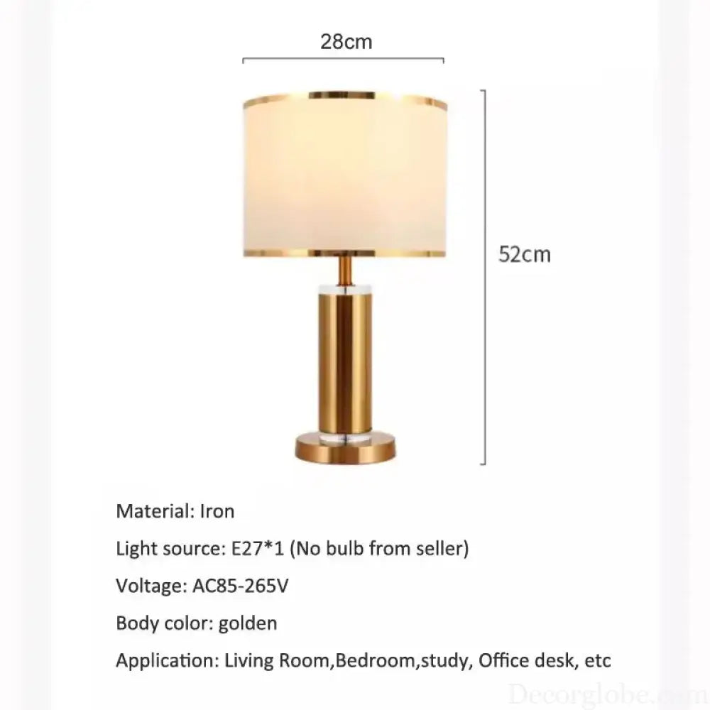 Amélie Nordic Crystal Fabric Table Lamp E27 Warm Bedroom Light