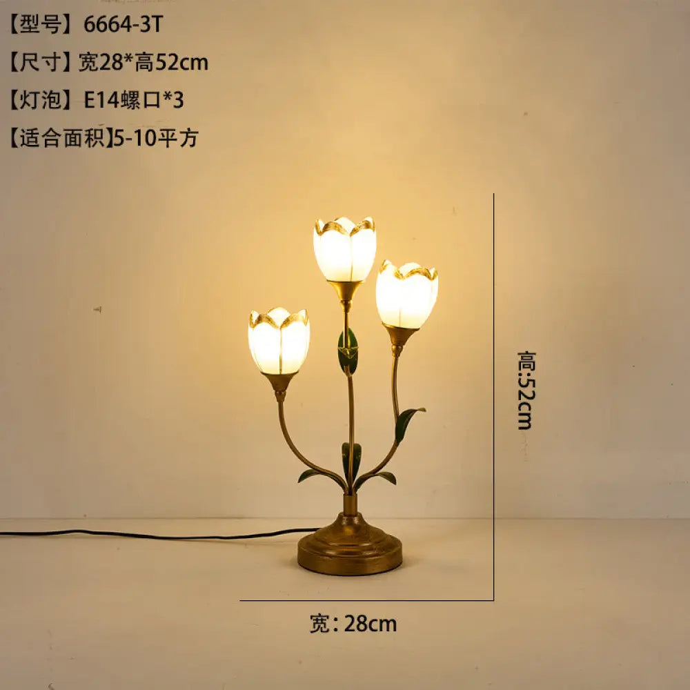 American Retro Table Lamp Modern Simple Creative Flower Room Lamp French Pastoral Warm and Romantic Bedroom Bedside