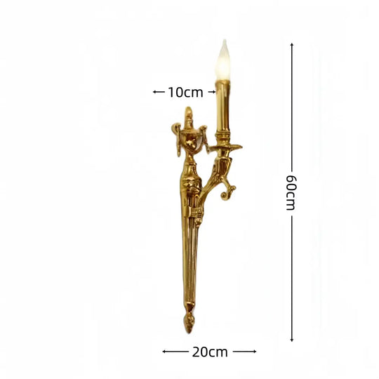 French Bedroom Bedside Brass Candle Wall Lamp Retro Luxury Dining Room Fashionable Art Atmosphere Corridor Lamp