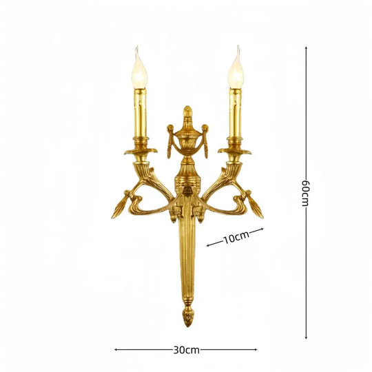 French Bedroom Bedside Brass Candle Wall Lamp Retro Luxury Dining Room Fashionable Art Atmosphere Corridor Lamp