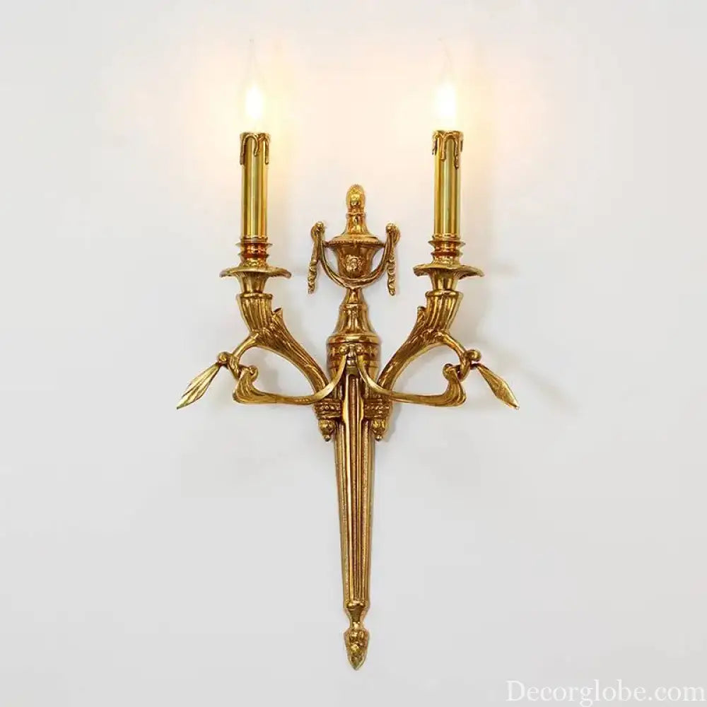 French Bedroom Bedside Brass Candle Wall Lamp Retro Luxury Dining Room Fashionable Art Atmosphere Corridor Lamp