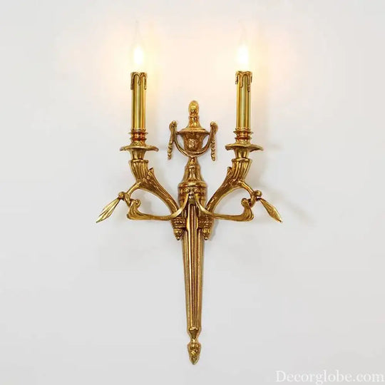French Bedroom Bedside Brass Candle Wall Lamp Retro Luxury Dining Room Fashionable Art Atmosphere Corridor Lamp