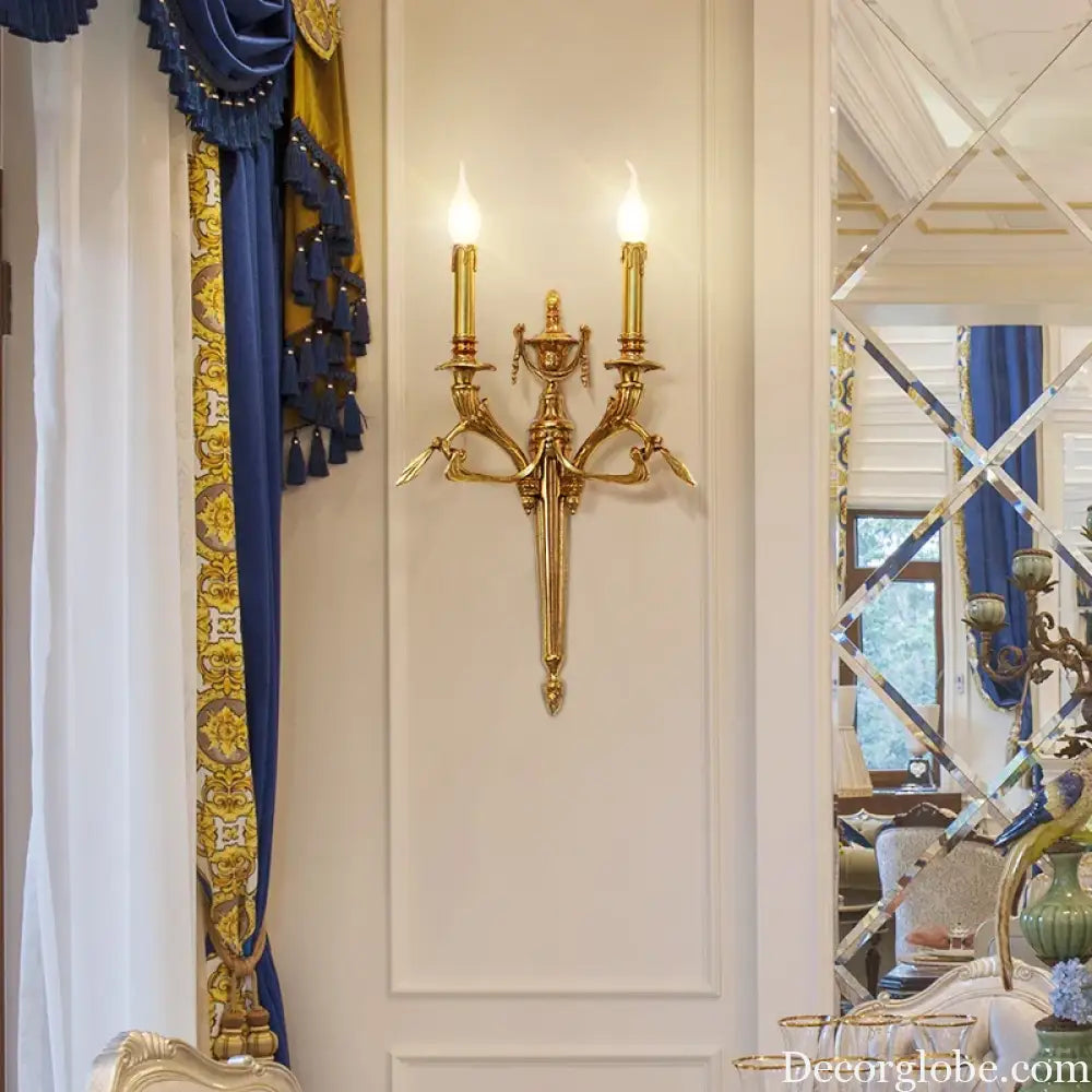 French Bedroom Bedside Brass Candle Wall Lamp Retro Luxury Dining Room Fashionable Art Atmosphere Corridor Lamp