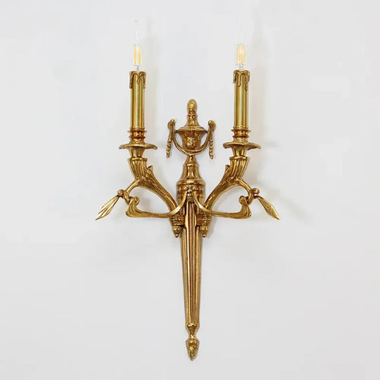 French Bedroom Bedside Brass Candle Wall Lamp Retro Luxury Dining Room Fashionable Art Atmosphere Corridor Lamp