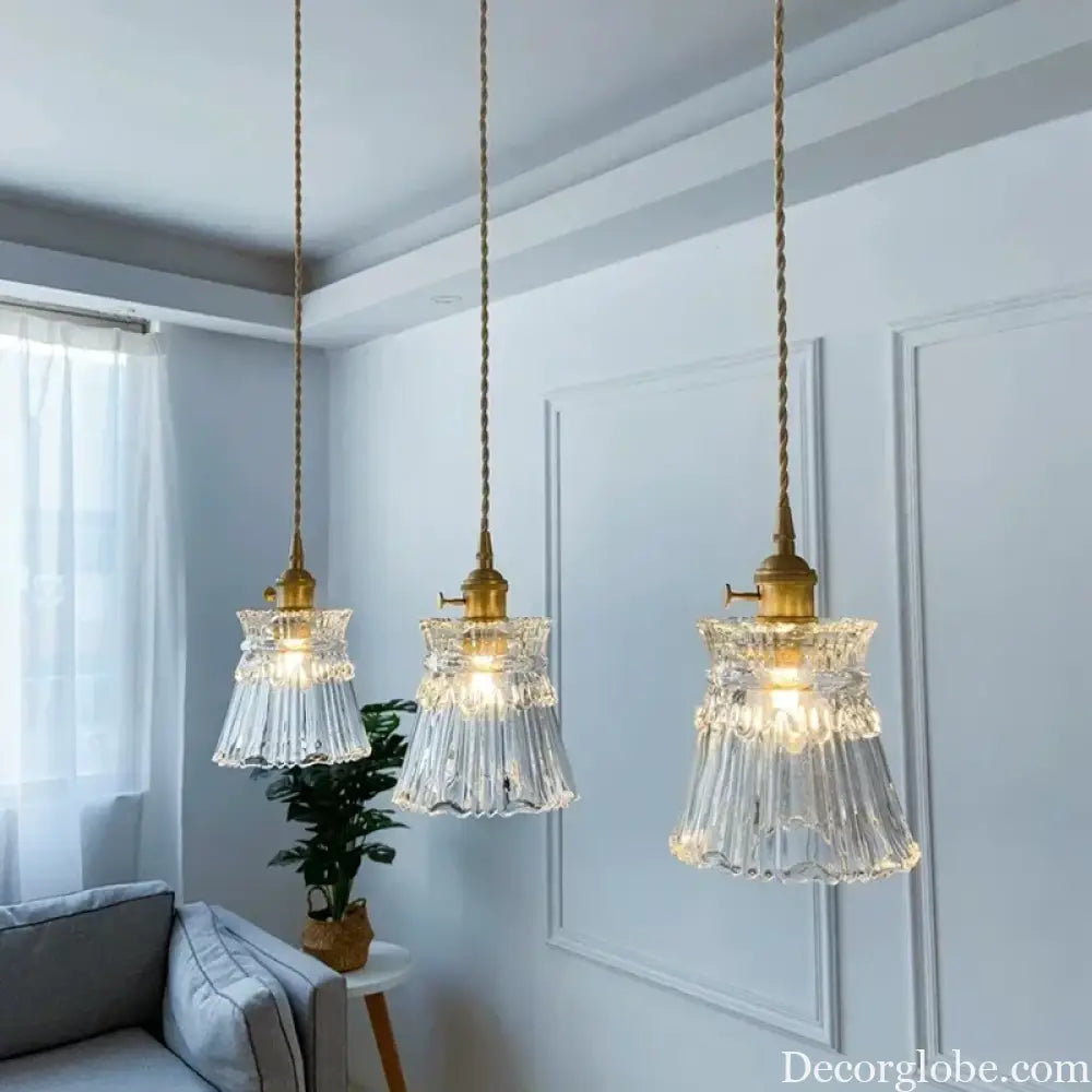 Modern Glass Pendant Light for Bedroom Kitchen Dining Room Hanging Lamp LED Flower Luminaire Chandelier Nordic Lighting