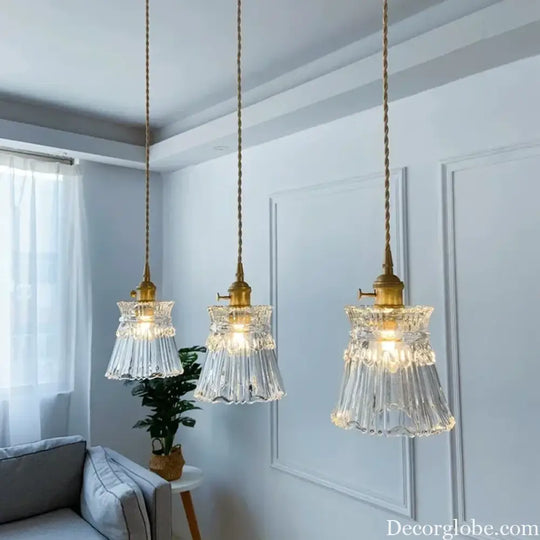 Modern Glass Pendant Light for Bedroom Kitchen Dining Room Hanging Lamp LED Flower Luminaire Chandelier Nordic Lighting