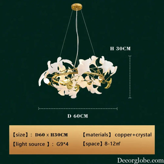 New gold chandelier white ceramic leaf lamp indoor home living room decorative lamp French luxury staircase ceiling lamp - DecorGlobe