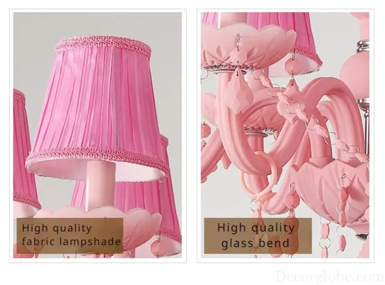 Pink Macaron LED Crystal Chandelier Modern Stylish Hanging Light Bedroom Living Room Kids Room Study Elegant Home Decor