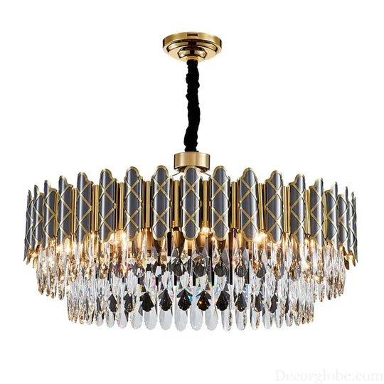 Elegant Post-Modern Black Crystal Chandelier - A Simple Atmosphere Fixture for Living Rooms, Bedrooms, and Dining Spaces - DecorGlobe
