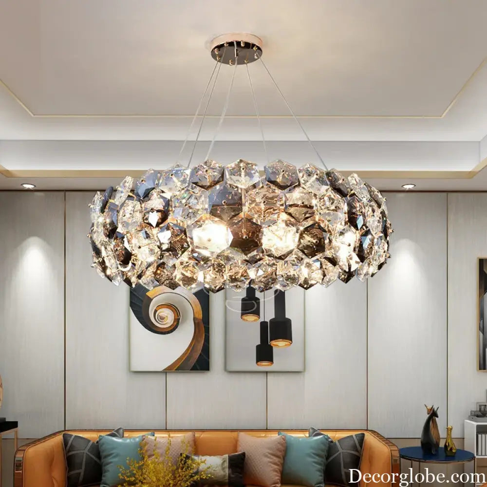 Post-modern Crystal Wrought Iron Chandelier - Elegance for Dining Rooms, Creative Living Rooms, and Glossy Suspension Lighting in Bedrooms - DecorGlobe