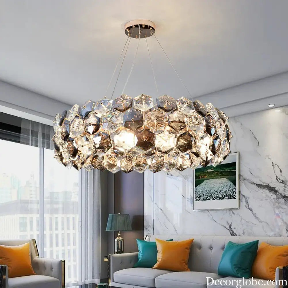 Post-modern Crystal Wrought Iron Chandelier - Elegance for Dining Rooms, Creative Living Rooms, and Glossy Suspension Lighting in Bedrooms - DecorGlobe