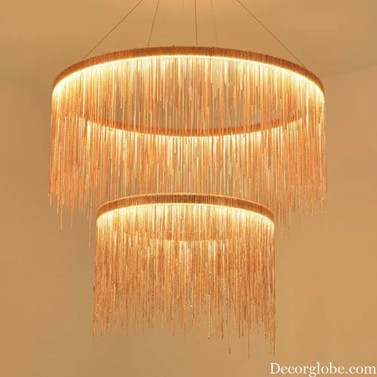 Postmodern LED Chandelier: Aluminum Chainlet Pendant Light for Living Room