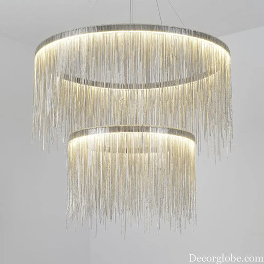 Postmodern LED Chandelier: Aluminum Chainlet Pendant Light for Living Room