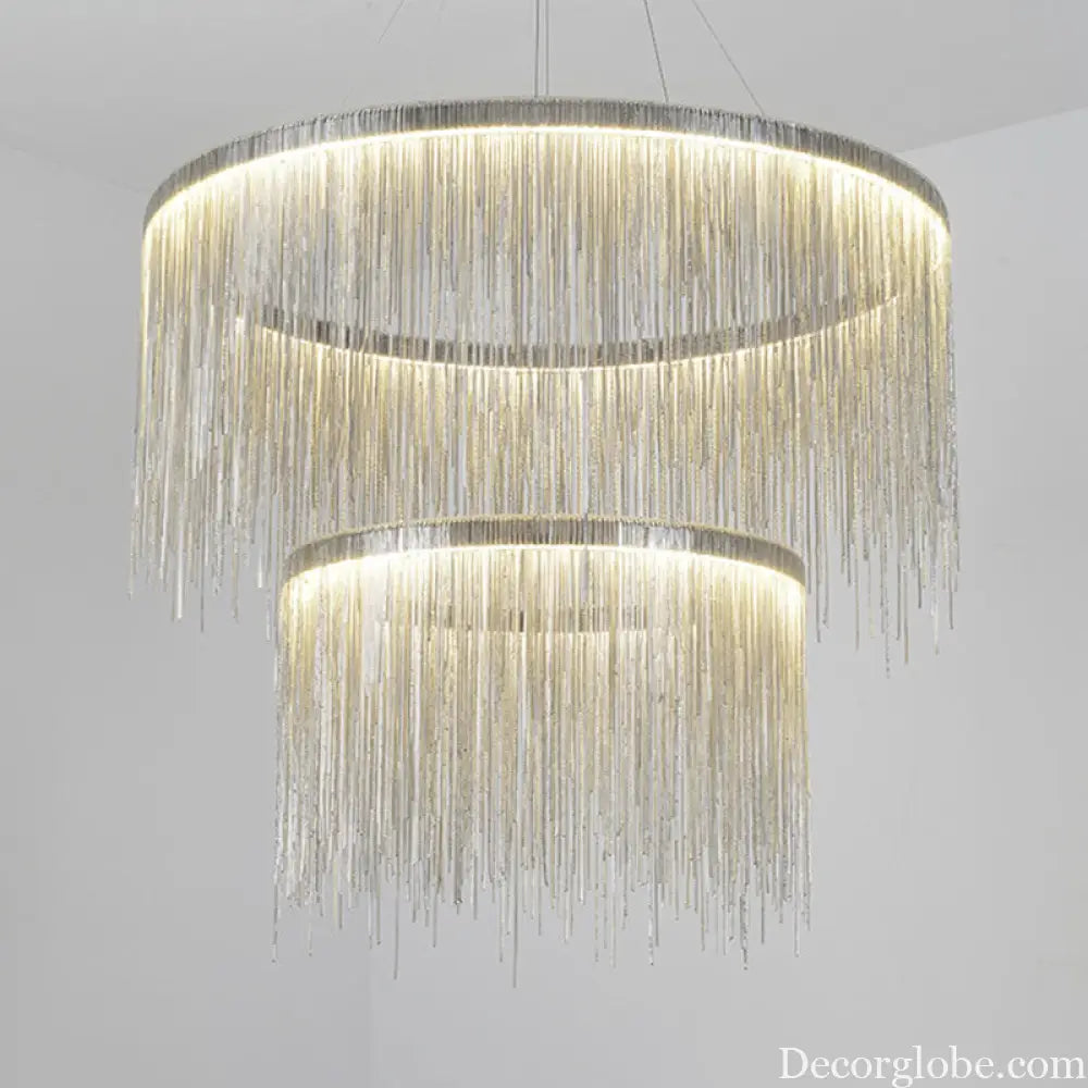 Postmodern LED Chandelier: Aluminum Chainlet Pendant Light for Living Room