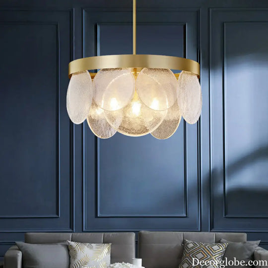 Khloe Postmodern Chandelier - Brass &amp; Seeded Glass Delight - DecorGlobe