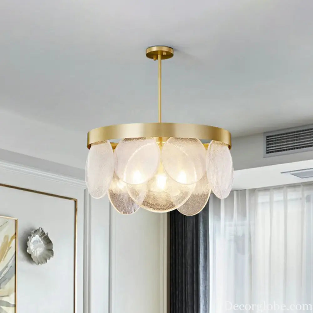 Khloe Postmodern Chandelier - Brass &amp; Seeded Glass Delight - DecorGlobe