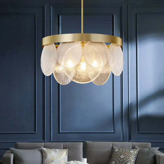 Khloe Postmodern Chandelier - Brass &amp; Seeded Glass Delight - DecorGlobe