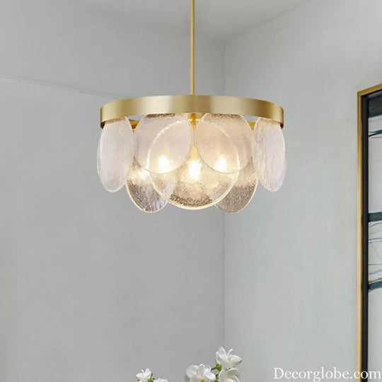 Khloe Postmodern Chandelier - Brass &amp; Seeded Glass Delight - DecorGlobe