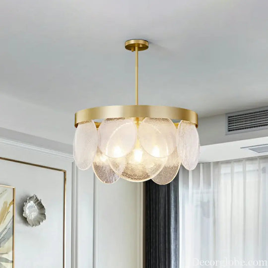 Khloe Postmodern Chandelier - Brass &amp; Seeded Glass Delight - DecorGlobe